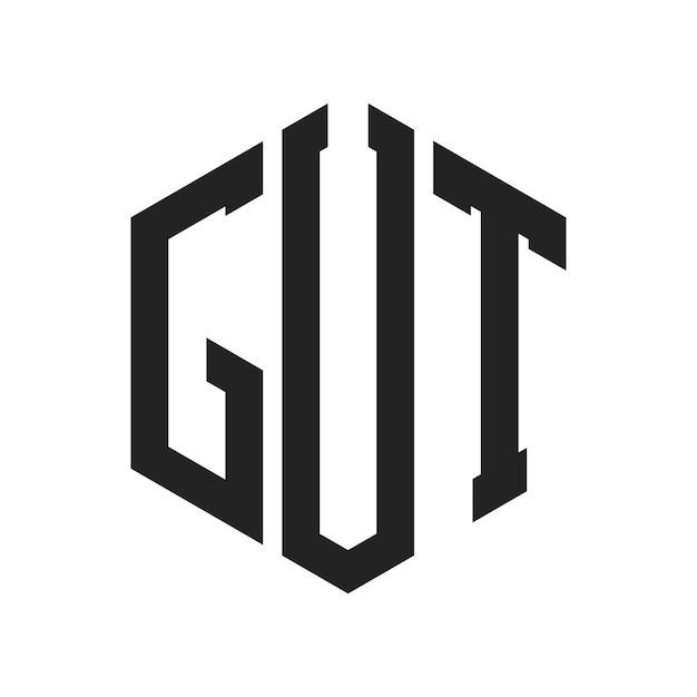 Diseño del logotipo de GUT Letra inicial GUT Monograma Logotipo con forma de hexágono