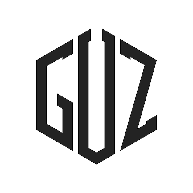 Diseño del logotipo de GUZ Letra inicial GUZ Monograma Logotipo con forma de hexágono