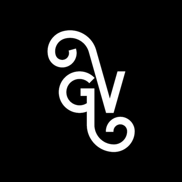 Diseño del logotipo de GV con letras en fondo negro GV iniciales creativas concepto del logotipo gv diseño de letras GV diseño de letras blancas en fondo negra G V g v logotipo