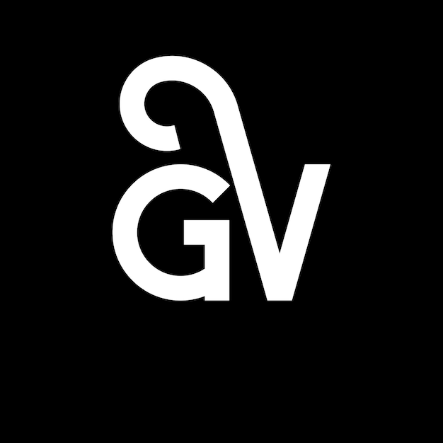 Diseño del logotipo de GV con letras en fondo negro GV iniciales creativas concepto del logotipo gv diseño de letras GV diseño de letras blancas en fondo negra G V g v logotipo
