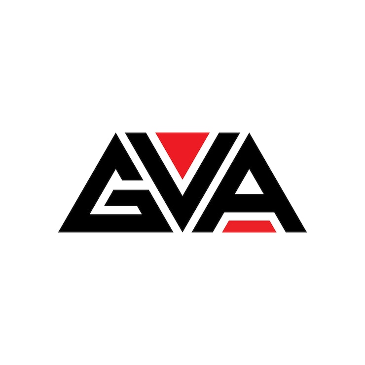 Vector el diseño del logotipo de gva triángulo con forma de triángulo gva diseño de logotipo triángulo de gva monograma de logotipo vectorial de gva de color rojo gva logotipo triangular simple elegante y lujoso logotipo gva