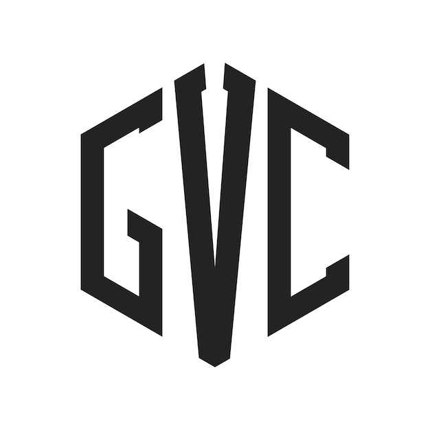 Diseño del logotipo GVC Letra inicial GVC Monograma Logotipo con forma de hexágono