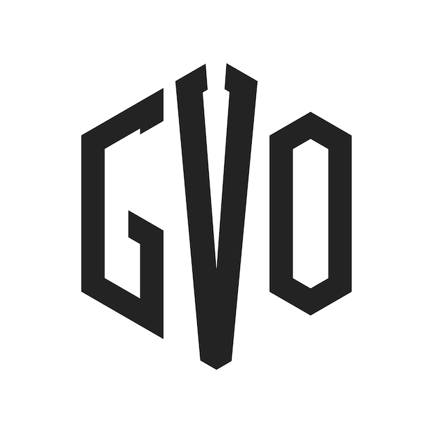 Diseño del logotipo de GVO Letra inicial GVO Monograma Logotipo con forma de hexágono