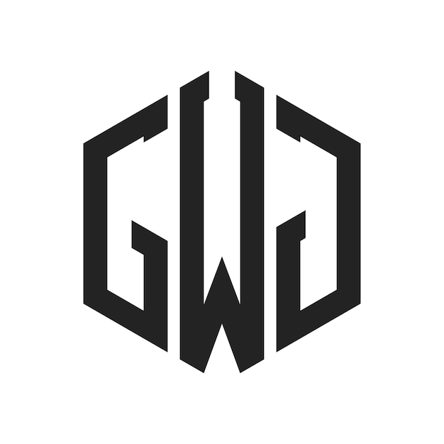 Diseño del logotipo GWJ Letra inicial GWJ Monograma Logotipo con forma de hexágono