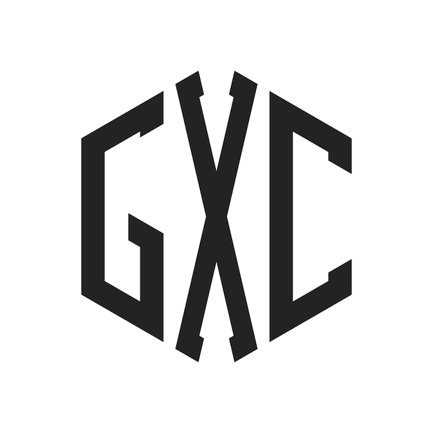 Diseño del logotipo de GXC Letra inicial Logotipo del monograma de G XC con forma de hexágono