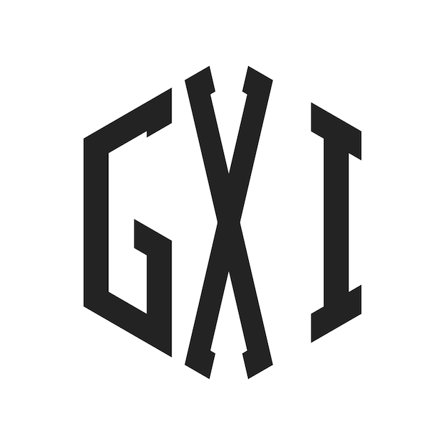 Diseño del logotipo GXI Letra inicial GXI Monograma Logotipo con forma de hexágono
