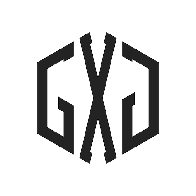 Diseño del logotipo de GXJ Letra inicial GXJ Monograma Logotipo con forma de hexágono