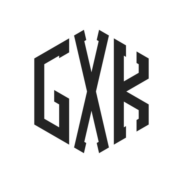 Diseño del logotipo de GXK Letra inicial GXK Monograma Logotipo con forma de hexágono