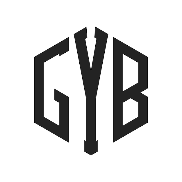 Diseño del logotipo de GYB Letra inicial GYB Monograma Logotipo con forma de hexágono