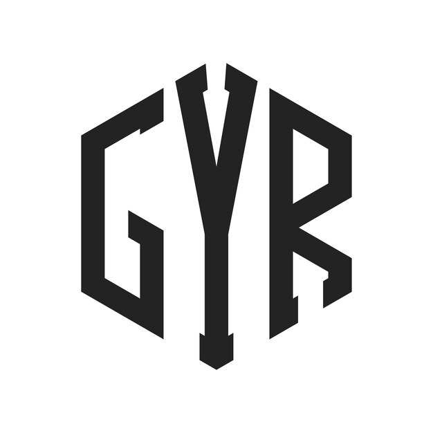 Diseño del logotipo de GYR Letra inicial GYR Monograma Logotipo con forma de hexágono