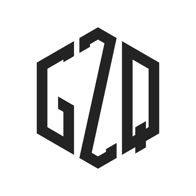 Diseño del logotipo GZQ Letra inicial GZQ Monograma Logotipo con forma de hexágono