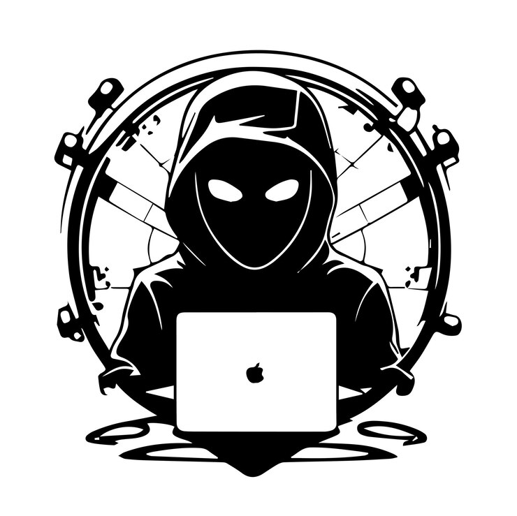 Vector diseño de logotipo de hacker vectorial negro