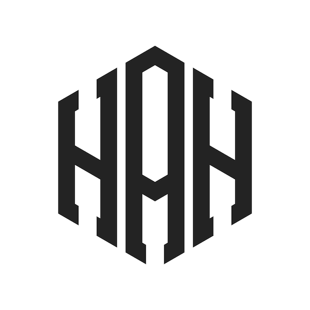 Diseño del logotipo HAH Letra inicial HAH Monograma Logotipo con forma de hexágono