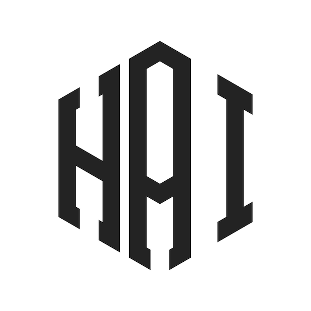 Diseño del logotipo HAI Letra inicial HAI Monograma Logotipo con forma de hexágono