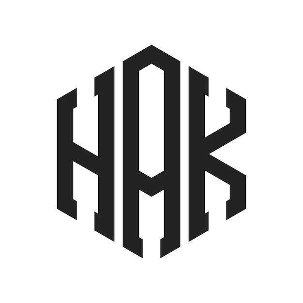 Diseño del logotipo HAK Letra inicial HAK Monograma Logotipo con forma de hexágono