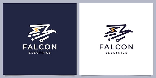 Diseño de logotipo de halcón de geometría minimalista con electricidad inspiración de estilo de arte de línea