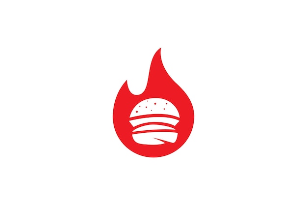 diseño de logotipo de hamburguesa con combinación de fuego