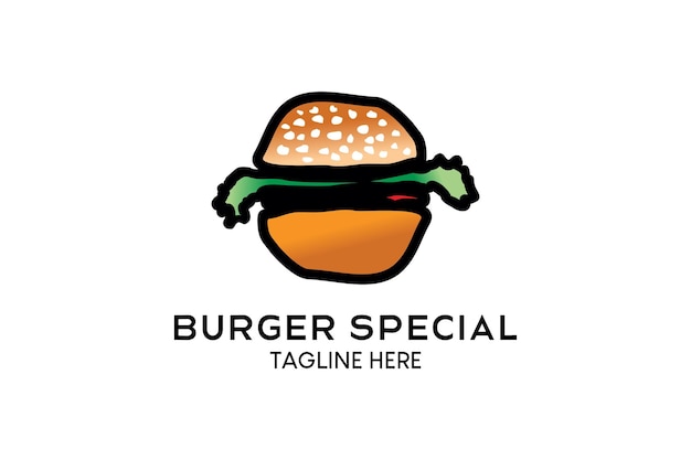 Diseño de logotipo de hamburguesa de concepto simple dibujado a mano