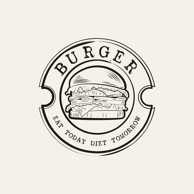 Diseño del logotipo de la hamburguesa Ilustración del logotipo del hamburguesa Vector