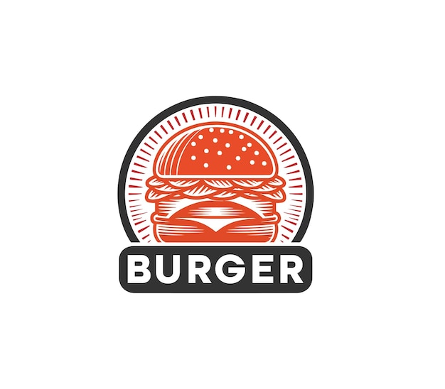 Diseño de logotipo de hamburguesa vector Logotipo de comida rápida Diseño minimalista moderno de hamburger Logotipo de la compañía de hamburguesas