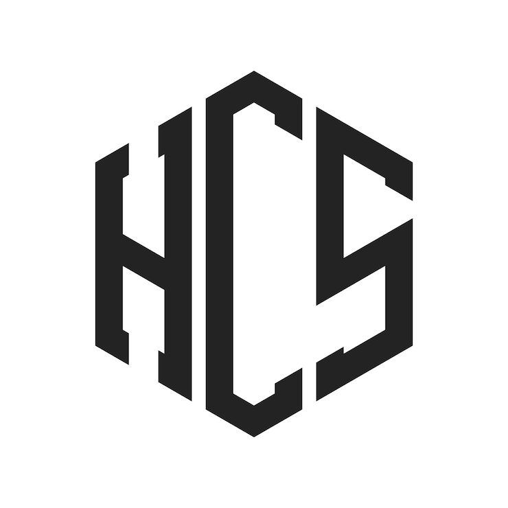 Vector diseño del logotipo de hcs letra inicial logotipo del monograma de hcs con forma de hexágono