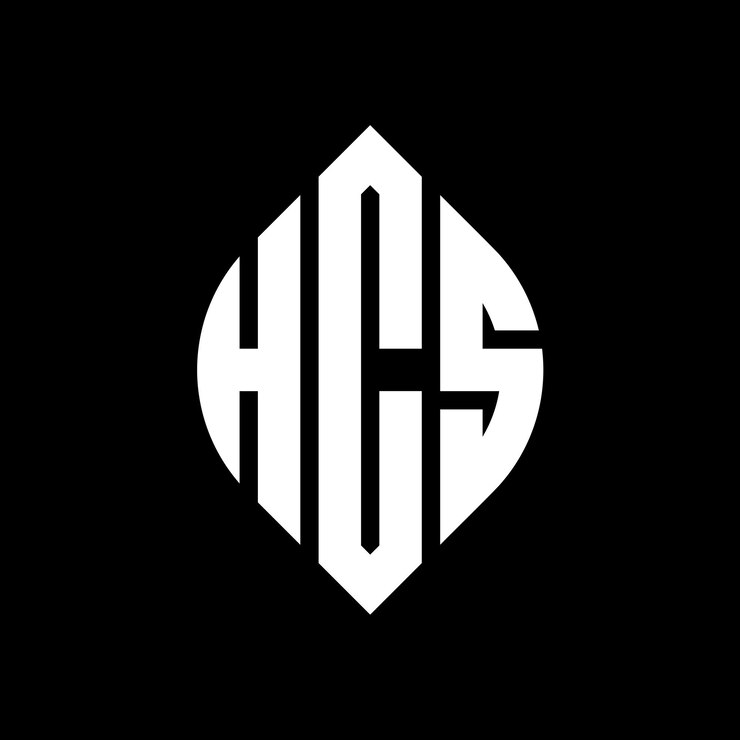 Vector el diseño del logotipo de hcs con letras en el círculo con forma de círculo y elipse hcs letras en el elipse con estilo tipográfico las tres iniciales forman un logotipo de círculo hcs círculo emblema monograma abstracto letra marca vector