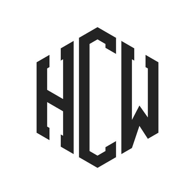 Diseño del logotipo de HCW Letra inicial Logotipo del monograma de HCW con forma de hexágono