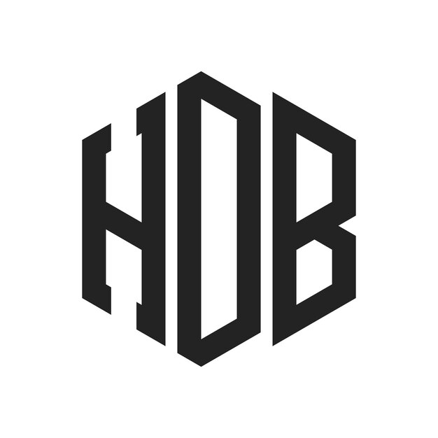 Diseño del logotipo HDB Letra inicial HDB Monograma Logotipo con forma de hexágono