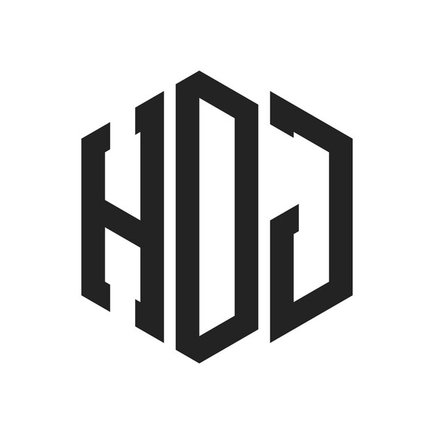 Diseño del logotipo de HDJ Letra inicial Logotipo del monograma de HDJ con forma de hexágono
