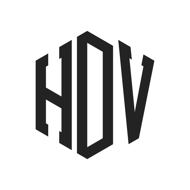 Diseño del logotipo HDV Letra inicial HDV Monograma Logotipo con forma de hexágono