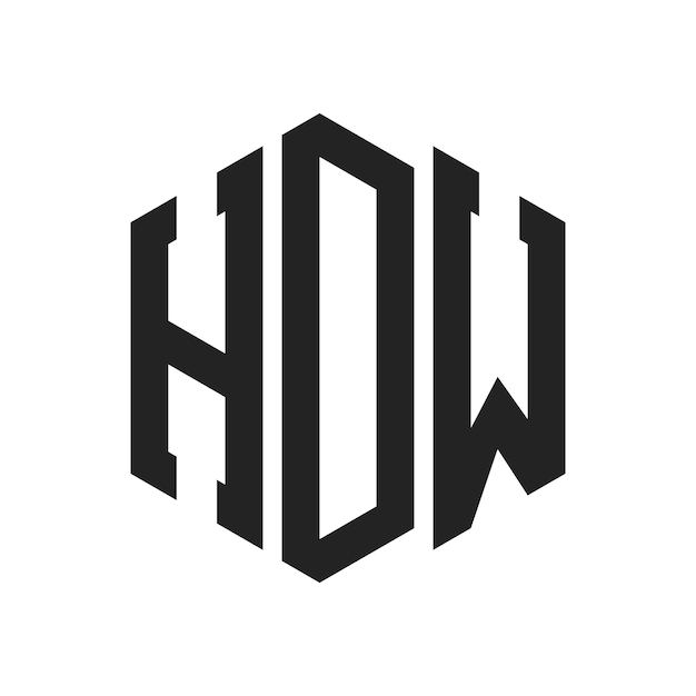 Diseño del logotipo HDW Letra inicial HDW Monograma Logotipo con forma de hexágono