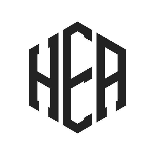 Diseño del logotipo de HEA Letra inicial HEA Monograma Logotipo con forma de hexágono