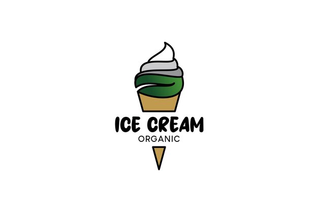 Diseño de logotipo de helado de helado orgánico dulce natural