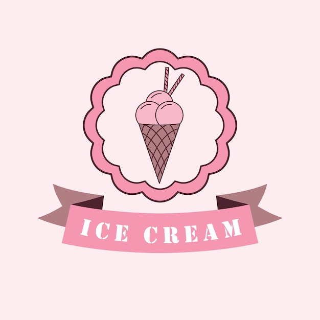 Diseño de logotipo de helado Logotipo vintage de helado dulce Plantilla de logotipo de cupcake