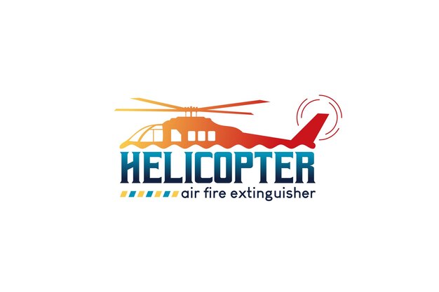 Diseño de logotipo de helicóptero de bombero ilustración de vector de helicóptero de emergencia de rescate de fuego moderno