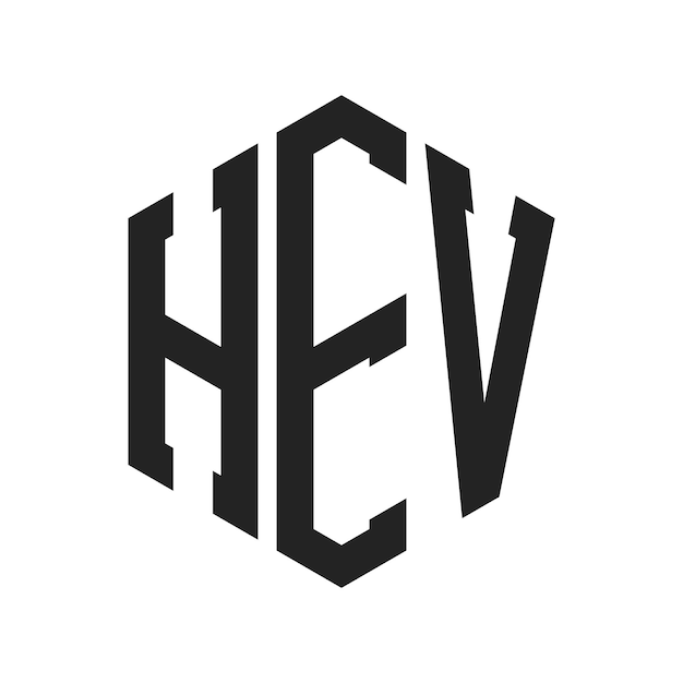 Diseño del logotipo HEV Letra inicial HEV Monograma Logotipo con forma de hexágono