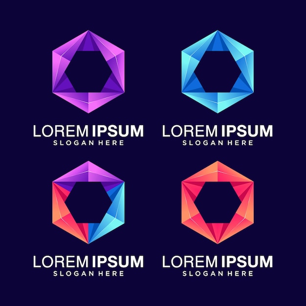 Diseño de logotipo hexagonal con estilo 3d colorido