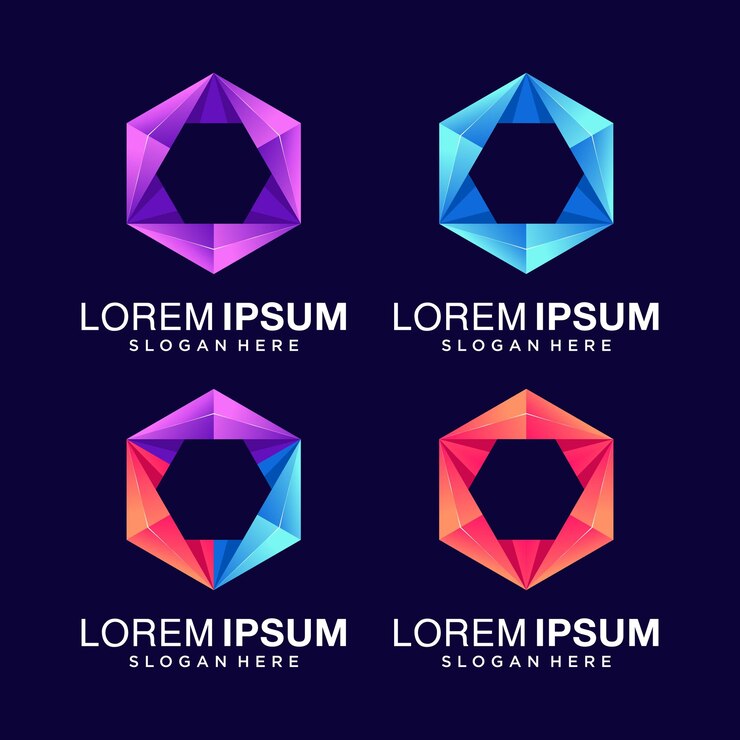Vector diseño de logotipo hexagonal con estilo 3d colorido