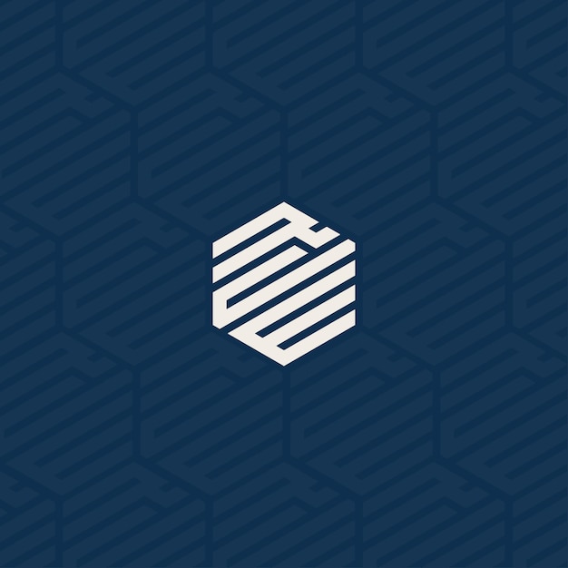 Diseño de logotipo hexagonal en forma de RCE