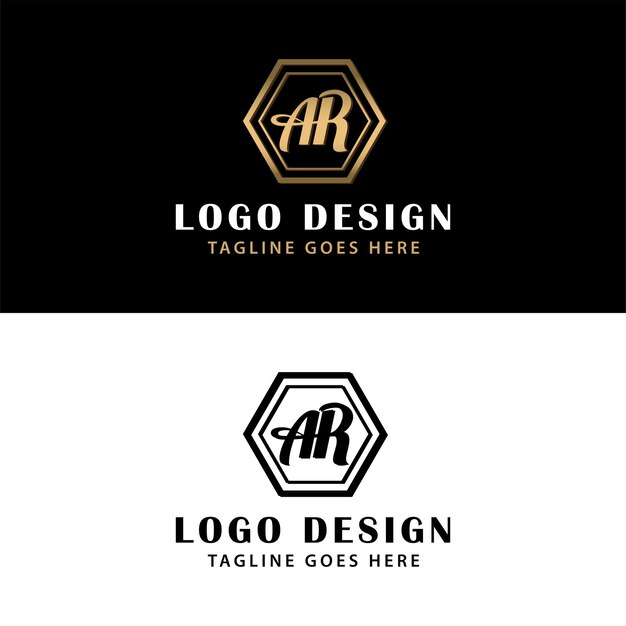 Vector diseño de logotipo hexagonal con letra ar con formato vectorial