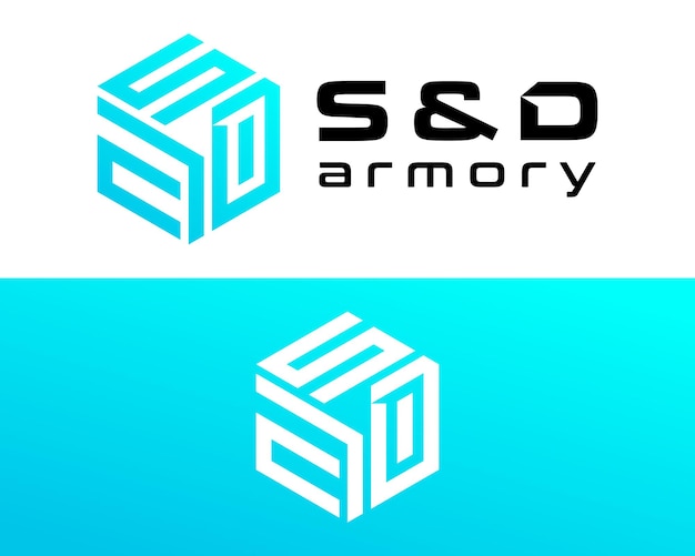 Diseño del logotipo hexagonal de la letra SDA monograma