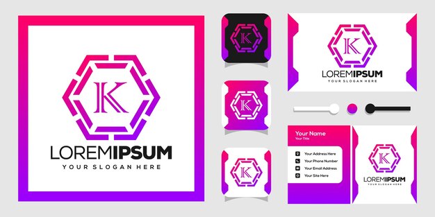 diseño de logotipo hexagonal moderno y letras k