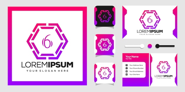 Diseño de logotipo hexagonal moderno y números 6