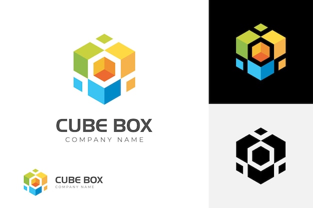 Diseño de logotipo de hexágono de caja de cubo abstracto diseño de icono de símbolo de tecnología digital gráfica de elemento geométrico abstracto