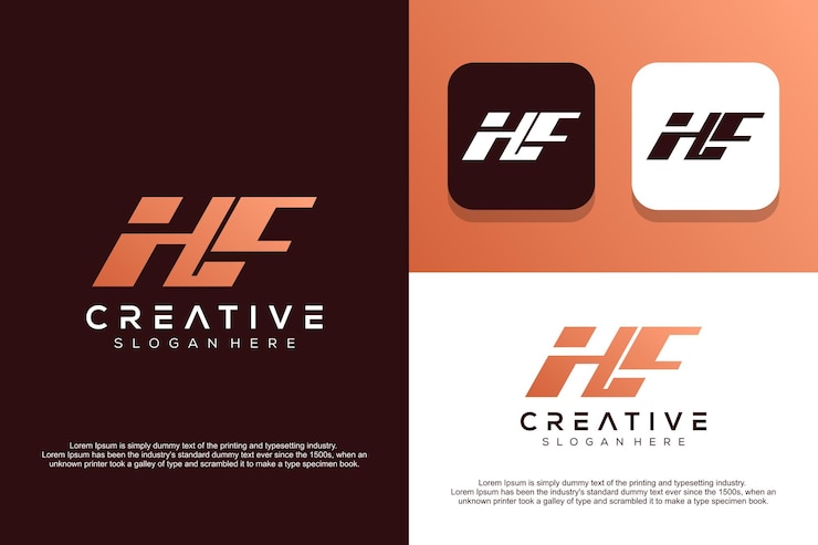 Vector diseño de logotipo hf de letra de monograma abstracto