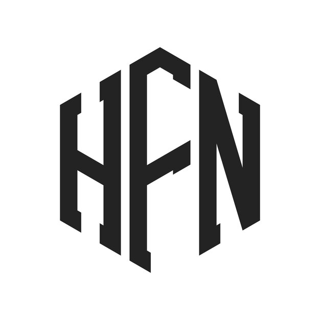Diseño del logotipo HFN Letra inicial HFN Monograma Logotipo con forma de hexágono