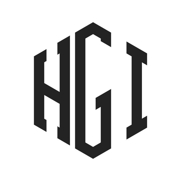 Diseño del logotipo HGI Letra inicial HGI Monograma Logotipo con forma de hexágono