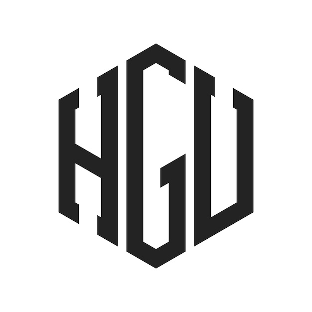 Diseño del logotipo de HGU Letra inicial HGU Monograma Logotipo con forma de hexágono