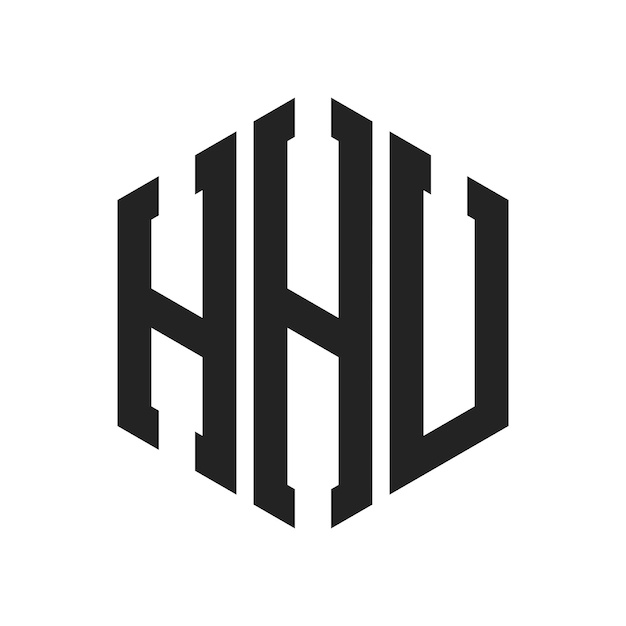 Diseño del logotipo HHU Letra inicial HHU Monograma Logotipo con forma de hexágono