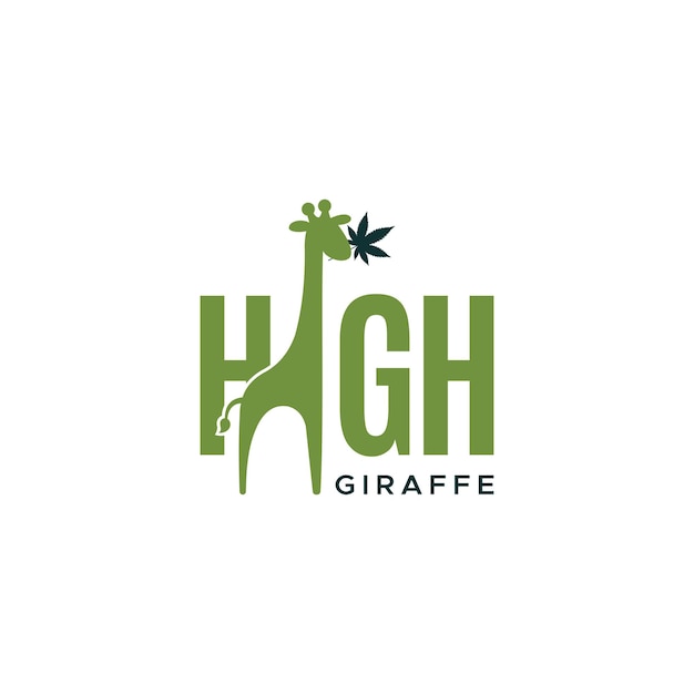 El diseño del logotipo de la hierba de cannabis cbd de girafa alta es un elemento vectorial del icono